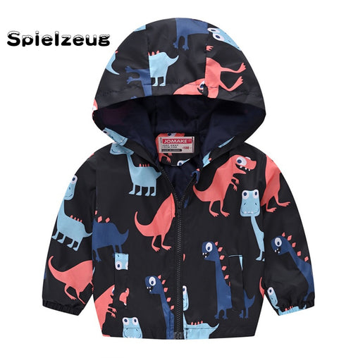 Cartoon Print Zipper Hooded