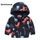 Cartoon Print Zipper Hooded