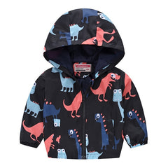 Cartoon Print Zipper Hooded