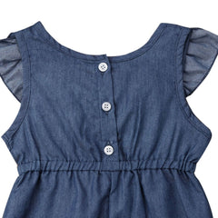 Denim Jumpsuit With Bowknot