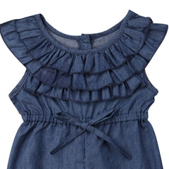 Denim Jumpsuit With Bowknot