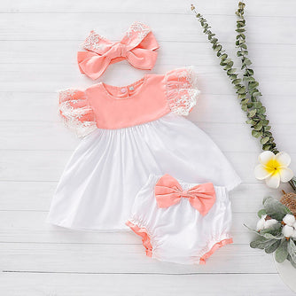 Sleeve Bow Lace Dress