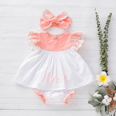 Sleeve Bow Lace Dress