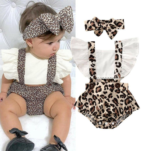 Ruched Leopard Printed Ruffles Infant Newborn