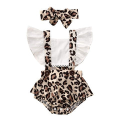 Ruched Leopard Printed Ruffles Infant Newborn