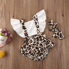 Ruched Leopard Printed Ruffles Infant Newborn